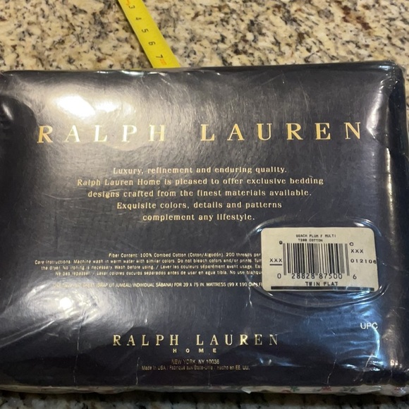 Vntg Ralph Lauren Beach Plum Floral Twin Flat Sheet Pink and Green 100% cotton - Picture 3 of 7